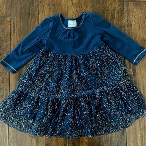 EUC Hanna Andersson Navy Sparkle Dress 90cm